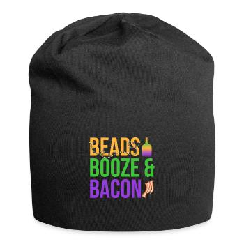 Beads Booze & Bacon Mardi Gras Carnival - Jersey-Beanie - Schwarz - Vorne