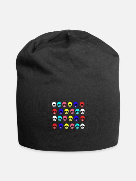 Bunte Köpfe - Jersey-Beanie - Schwarz