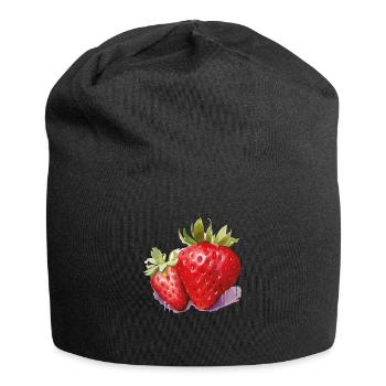 erdbeere - Jersey-Beanie - Schwarz - Vorne