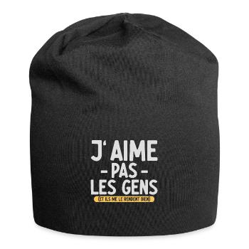 J’aime pas les gens T-shirt drôle français - Bonnet en jersey - noir - Devant