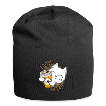 Coffee and cats, coffee and cats, coffee, cat - Jersey Beanie - black - Front