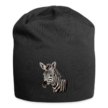 Zebra Afrika Tier - Jersey-Beanie - Schwarz - Vorne