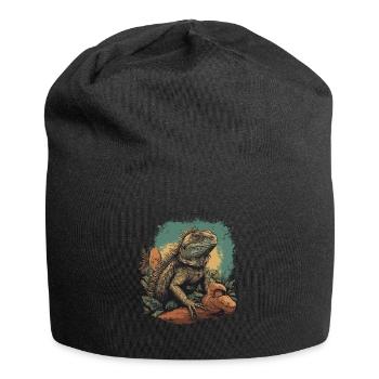Leguan Ast Reptilien Grüner Leguan - Jersey-Beanie - Schwarz - Vorne