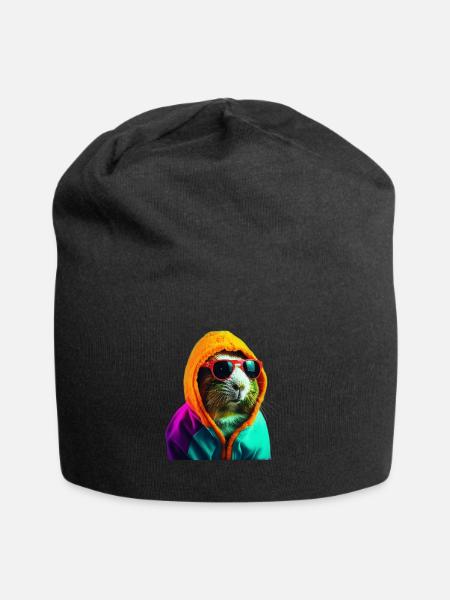 Meerschwein Sonnenbrille Meerschweinchen - Jersey-Beanie - Schwarz