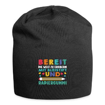 First Grade Elementary School Back to School Gift - Jersey Beanie - black - Front