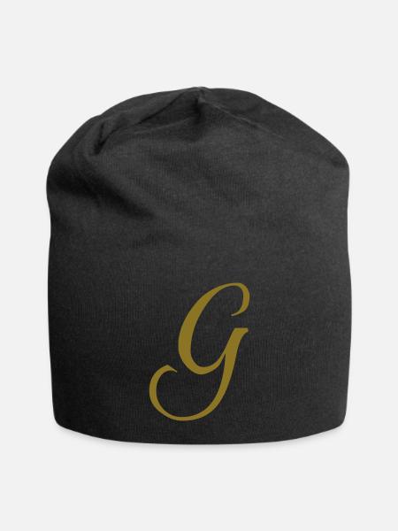 Buchstabe G - Jersey-Beanie - Schwarz