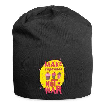 Cupcakes not war - Mach Kuchen statt Krieg- Spaß - Jersey-Beanie - Schwarz - Vorne