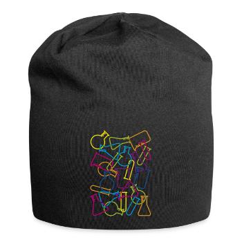 Große Laborglas - Jersey-Beanie - Schwarz - Vorne