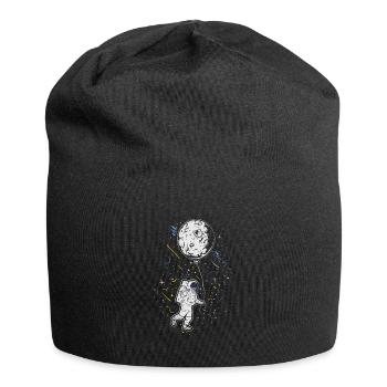 Astronaut mit Ballon - Weltraum Mond Raumfahrer - Jersey-Beanie - Schwarz - Vorne