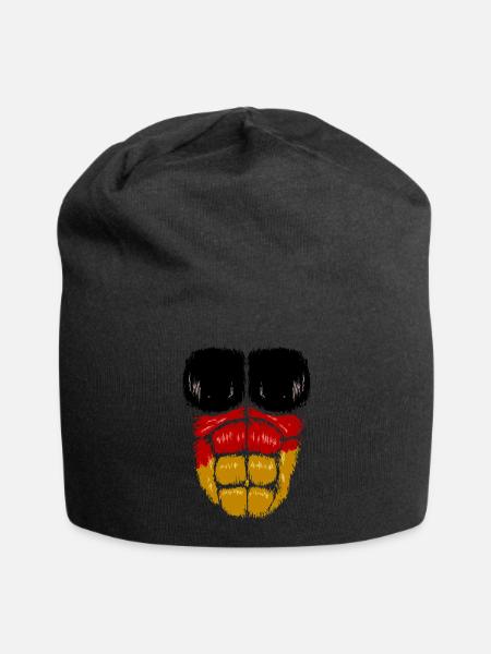 Germany Flag Hulk Muscles - Jersey Beanie - black