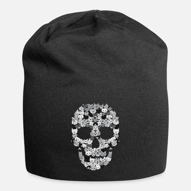 Crâne chats | Cadeau tête de chat chaton - Bonnet en jersey - noir