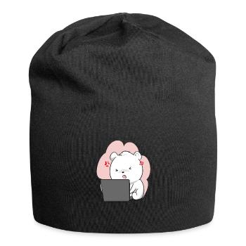 Eisbär Polarbär Laptop Tier Kawaii Chibi Niedlich - Jersey-Beanie - Schwarz - Vorne