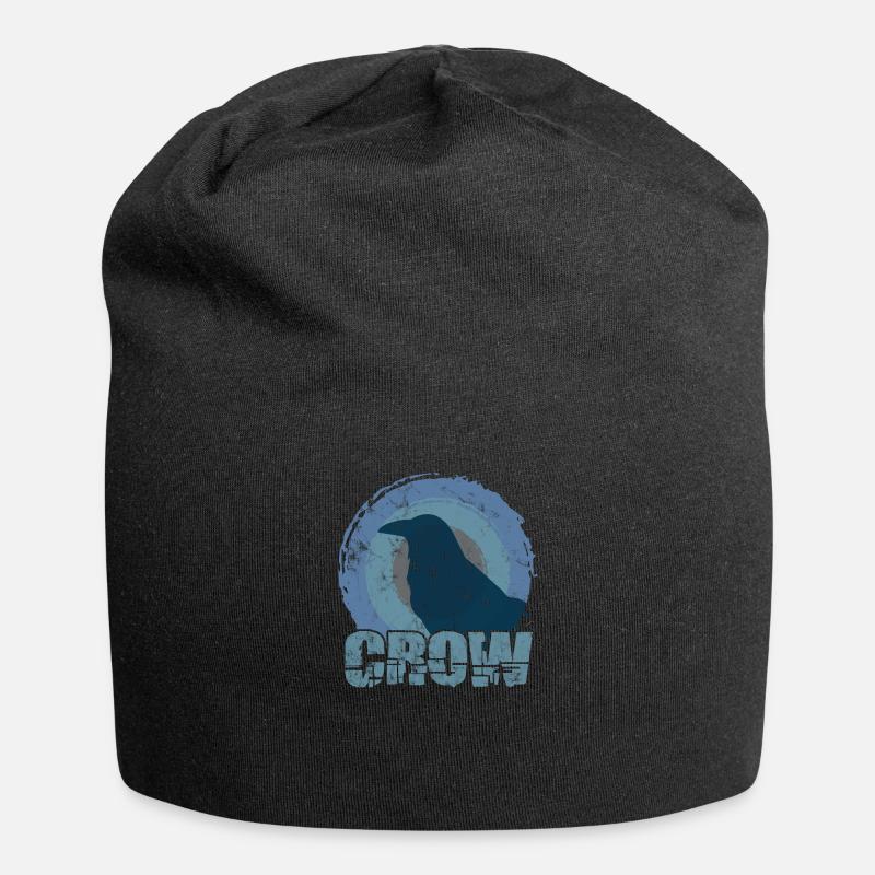 Rabe Silhouette Illustration - Jersey-Beanie - Schwarz
