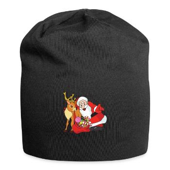 Weihnachten Rentier Weihnachtsmann Santa Claus - Jersey-Beanie - Schwarz - Vorne