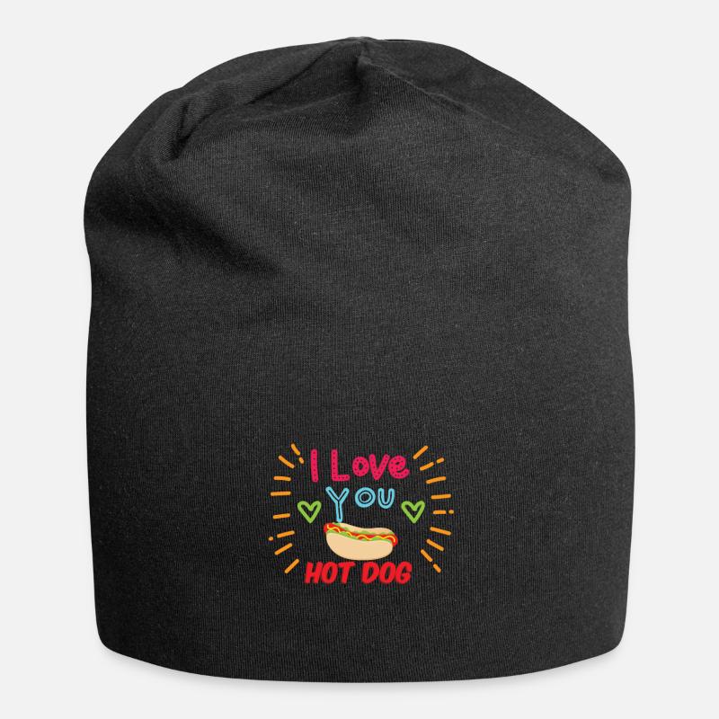 Würstchen mit Brötchen - Jersey-Beanie - Schwarz