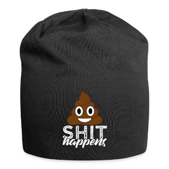 Shit happens Emoji Poo Scheiße - Jersey Beanie - black - Front