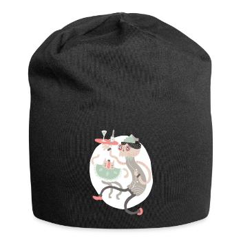 Wein-Grafik - Jersey-Beanie - Schwarz - Vorne