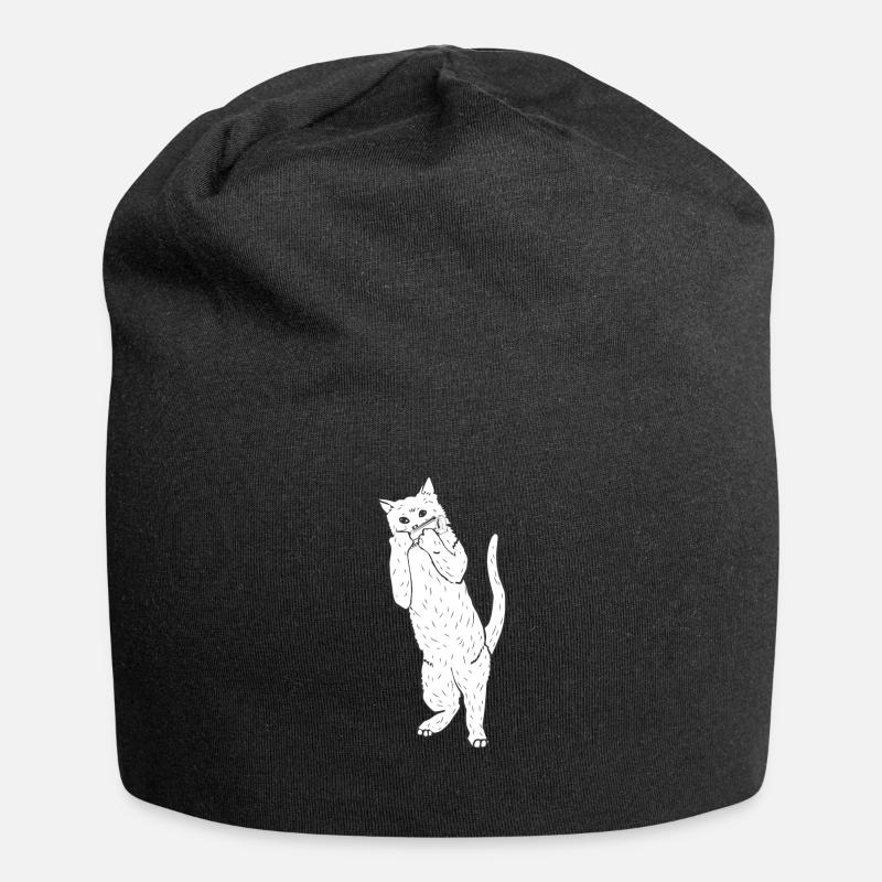 Harmonica Cat Gift for musicians - Jersey Beanie - black