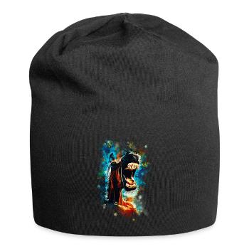 Pferd urkomisch großer Mund Wasserfarben Spritzer - Jersey-Beanie - Schwarz - Vorne