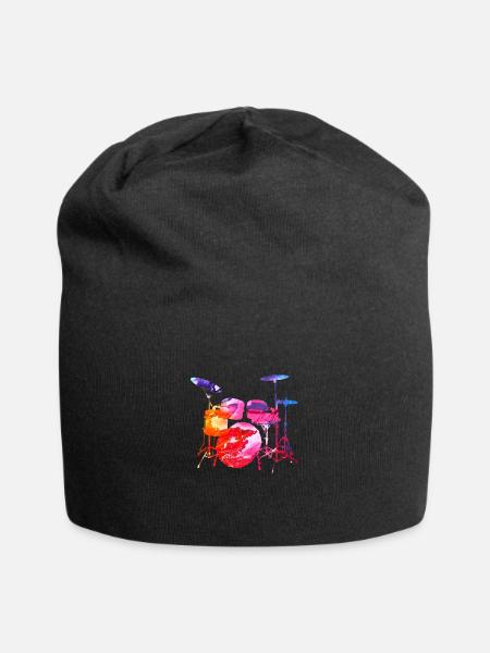 Cadeau musicien pour batteur de batterie - Bonnet en jersey - noir