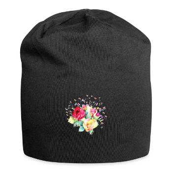 strauss Blumenstrauß Blumen Flowers Rose Rosen - Jersey-Beanie - Schwarz - Vorne