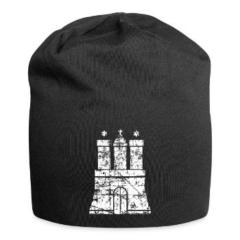 Hamburger Wappen (Vintage Weiß) Hamburg Design - Jersey-Beanie - Schwarz - Vorne