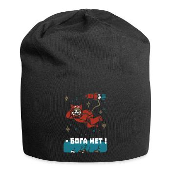 Gagarin Katze - Ich sehe dort oben keinen Gott - Jersey-Beanie - Schwarz - Vorne