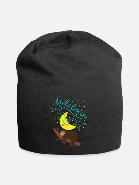 Süßes schlafendes Faultier mit Melatonin Formel - Jersey-Beanie - Schwarz