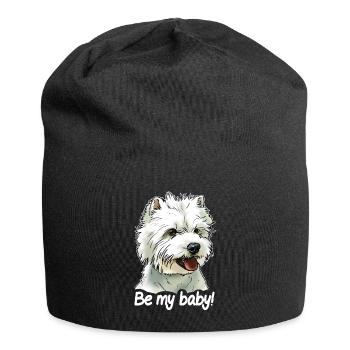 Westie "Be my baby" texte blanc - Bonnet en jersey - noir - Devant