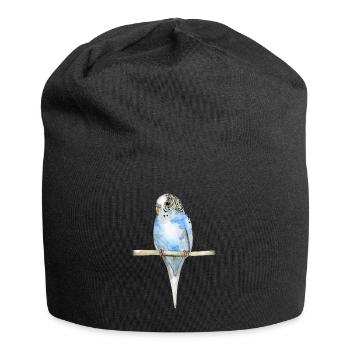 Aquarelle bleue tachetée de budgerigar - Bonnet en jersey - noir - Devant
