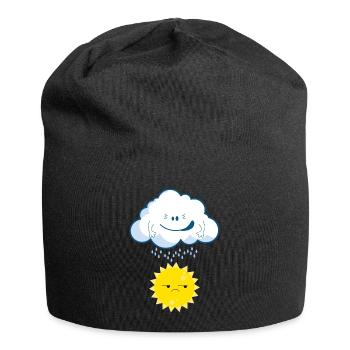 Clouds raining on the sun fun t-shirt - Jersey Beanie - black - Front