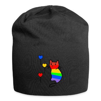 Chatte Chaton LGBT Rainbow Flag Love - Bonnet en jersey - noir - Devant