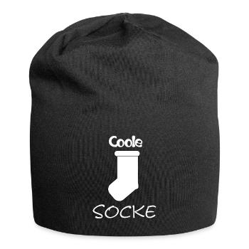 Coole Socke - weiße Socke - Jersey-Beanie - Schwarz - Vorne
