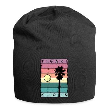Tigaki Horizont und Palme Kos - Jersey-Beanie - Schwarz - Vorne