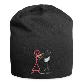 Stick figures Violin Music Woman Instrument - Jersey Beanie - black - Front