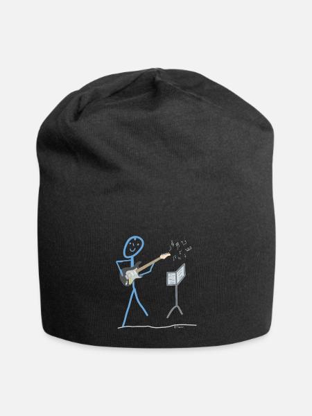 E Gitarre Strichmännchen Bass Musik Rock - Jersey-Beanie - Schwarz