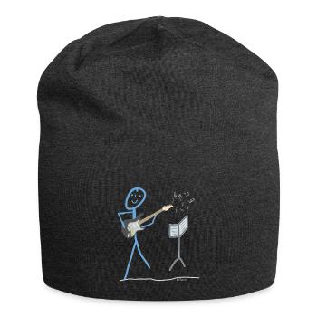 E Guitar Stick Figure Bass Music Rock - Bonnet en jersey - charbon - Devant