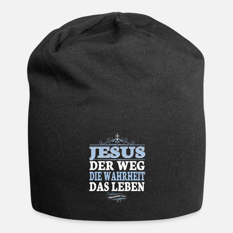 Jesus Christus Shirt Bibelvers Ich bin der Weg - Jersey-Beanie - Schwarz