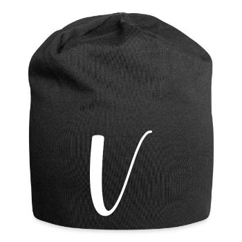 Calligraphy, initial V - Jersey Beanie - black - Front
