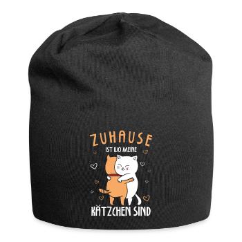 Zuhause Ist Wo Meine Kätzchen Sind Katze - Jersey-Beanie - Schwarz - Vorne