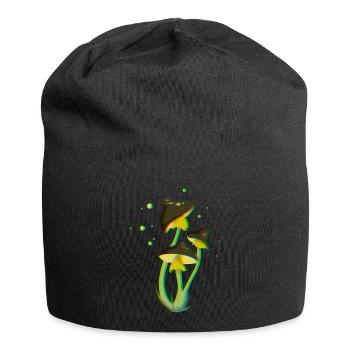 Dessin Champignon Trippy Fluo 3D et Psychédélique - Bonnet en jersey - noir - Devant