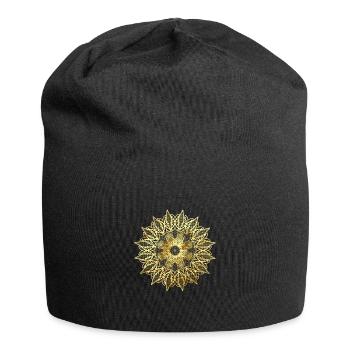 Motif dentelle géométrique doré - Bonnet en jersey - noir - Devant