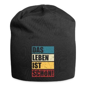 Das Leben ist schön - Jersey-Beanie - Schwarz - Vorne