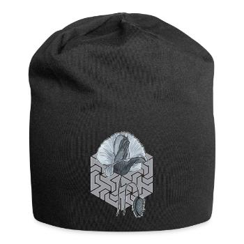 coquelicot noir et blanc avec hexagone en arrière-plan - Bonnet en jersey - noir - Devant