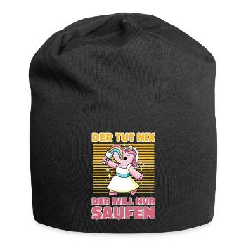 Einhorn Bräutigam Saufen Bier Trinken - Lustiges - Jersey-Beanie - Schwarz - Vorne