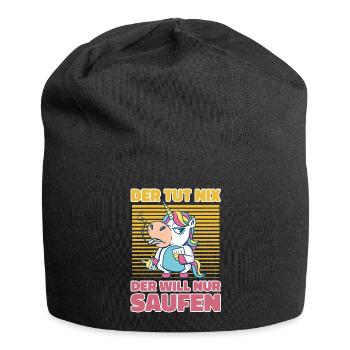 Böses Alkoholiker Einhorn - Lustiges Saufen Bier - Jersey-Beanie - Schwarz - Vorne
