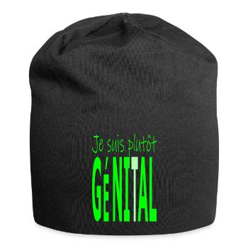 Je suis plutôt géni - t - al - Bonnet en jersey - noir - Devant