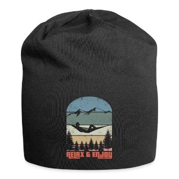 Relax & Enjoy - Jersey-Beanie - Schwarz - Vorne