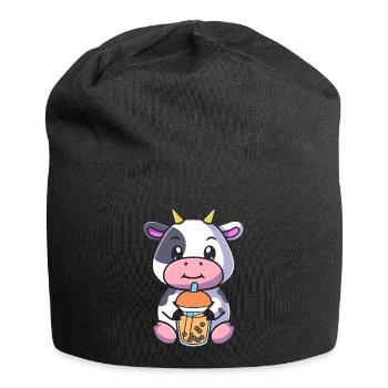 Bubble Tea Kuh - Jersey-Beanie - Schwarz - Vorne