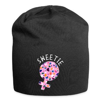Süßigkeiten Nachspeise Naschen Süß Spruch - Jersey-Beanie - Schwarz - Vorne